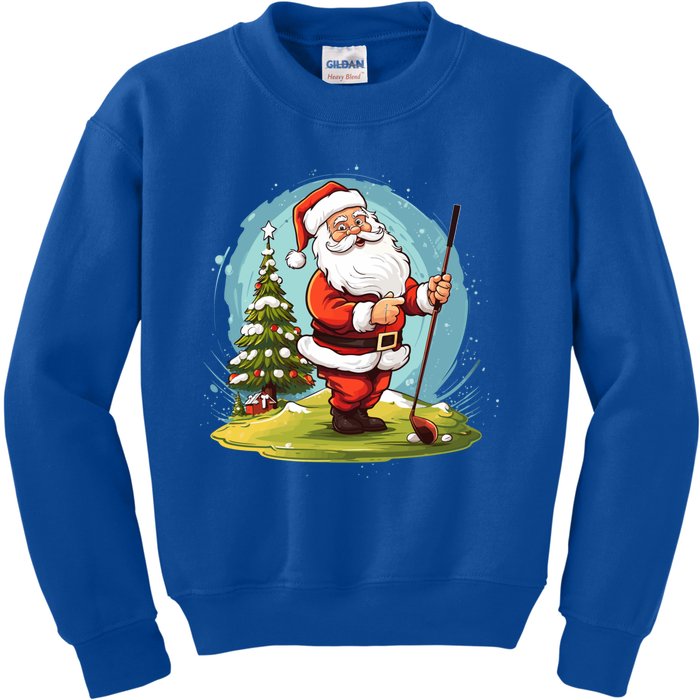 Christmas Santa Claus Golf Xmas Gift Kids Sweatshirt