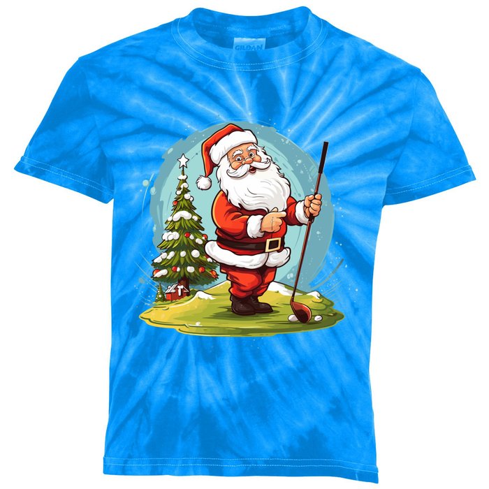 Christmas Santa Claus Golf Xmas Gift Kids Tie-Dye T-Shirt