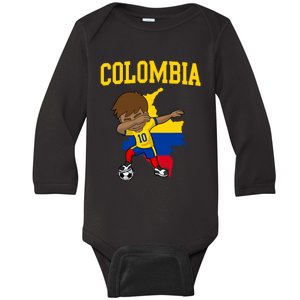 Colombia Soccer Colombian Football Dabbing Baby Long Sleeve Bodysuit