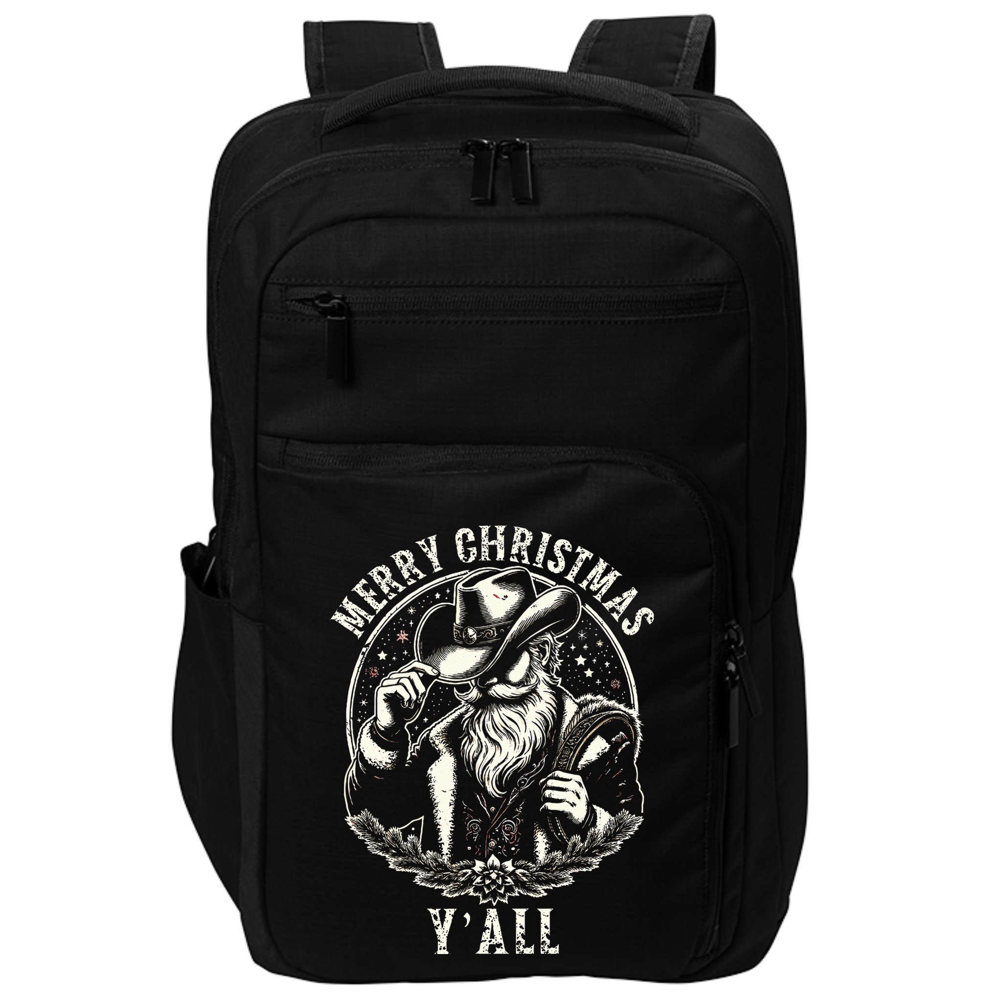 Cowboy Santa Claus Merry Christmas Y'all Western Country  Impact Tech Backpack
