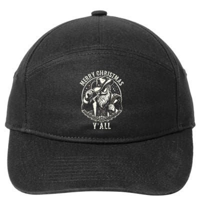 Cowboy Santa Claus Merry Christmas Y'all Western Country  7-Panel Snapback Hat