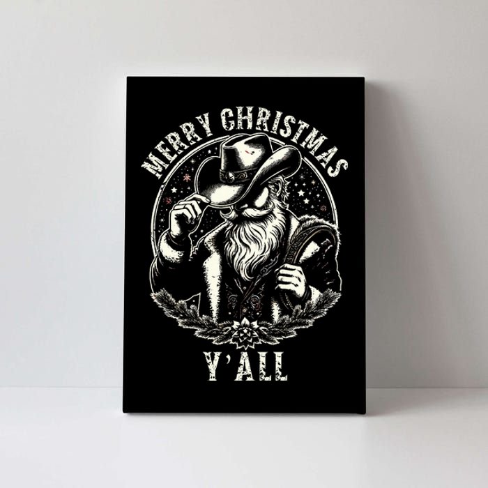 Cowboy Santa Claus Merry Christmas Y'all Western Country  Canvas