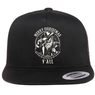 Cowboy Santa Claus Merry Christmas Y'all Western Country  Flatbill Hat
