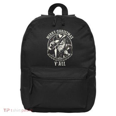 Cowboy Santa Claus Merry Christmas Y'all Western Country  16 in Basic Backpack