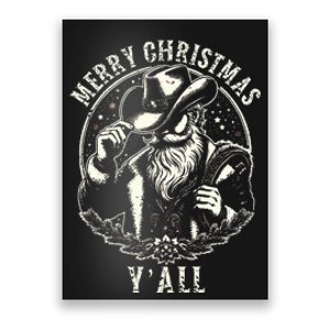 Cowboy Santa Claus Merry Christmas Y'all Western Country  Poster