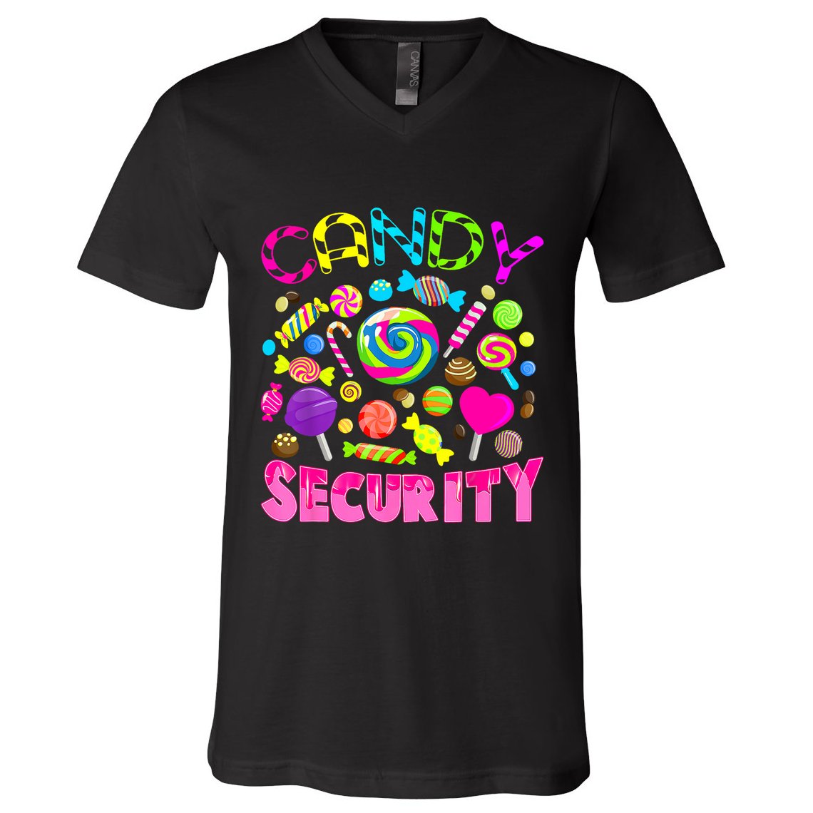 Candy Security Candyland Costume Teens Adult V-Neck T-Shirt