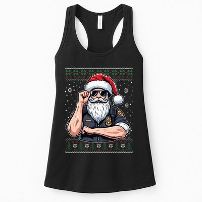 Christmas Santa Claus Police Officer Ugly Christmas Sweater Womens Tank Top
