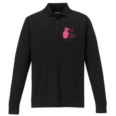 Clairo Store Charm Cat Friends Performance Long Sleeve Polo