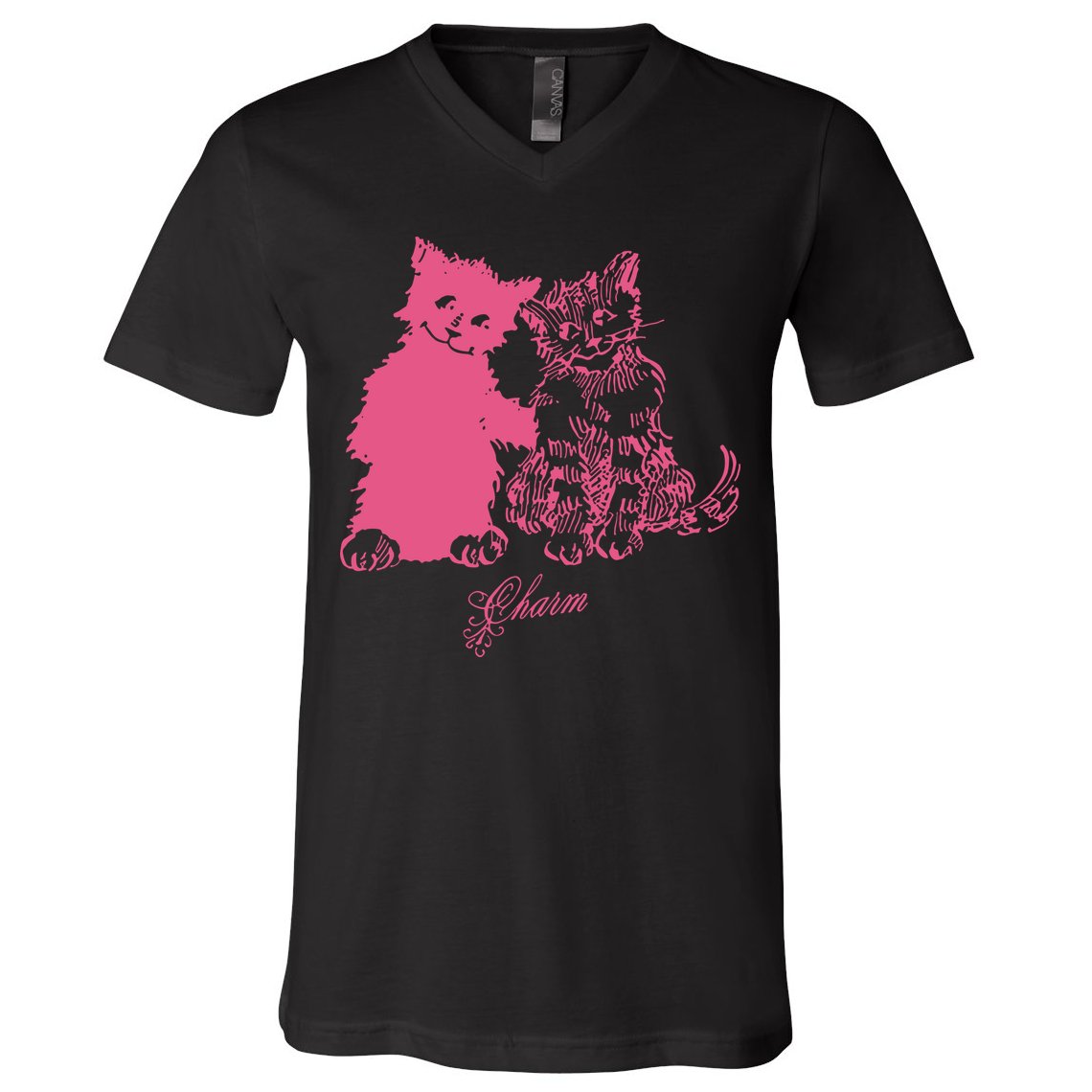 Clairo Store Charm Cat Friends V-Neck T-Shirt