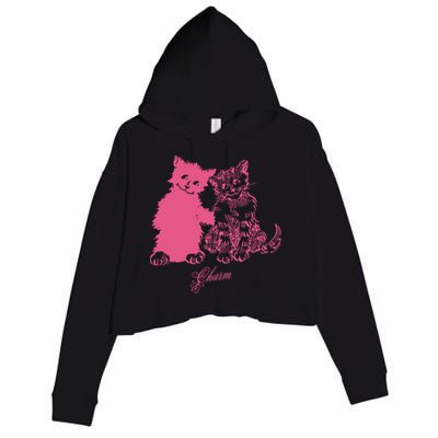 Clairo Store Charm Cat Friends Crop Fleece Hoodie