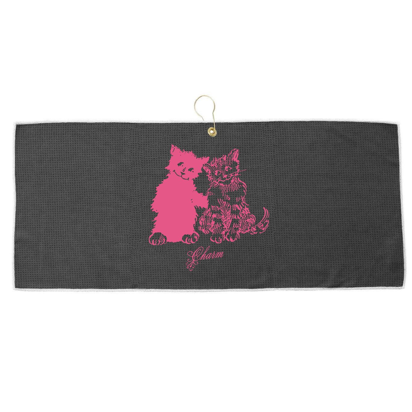 Clairo Store Charm Cat Friends Large Microfiber Waffle Golf Towel