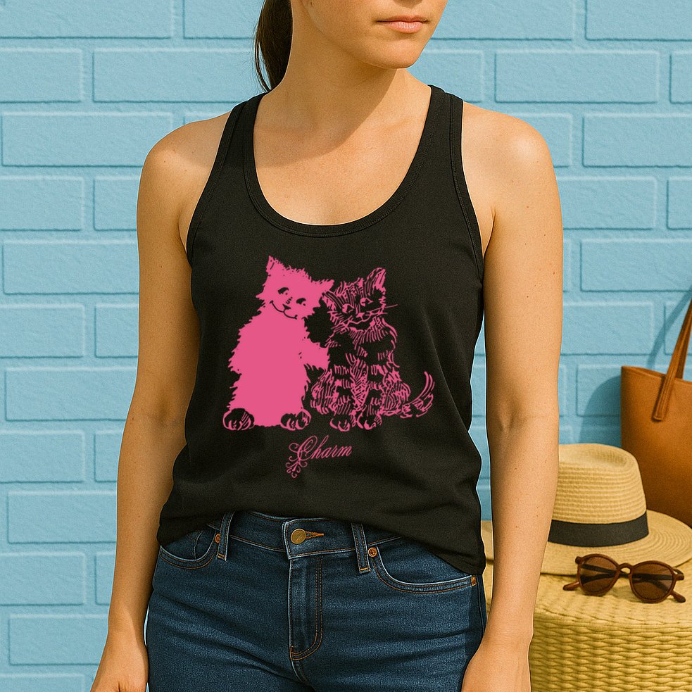 Clairo Store Charm Cat Friends Womens Tank Top