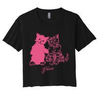 Clairo Store Charm Cat Friends Women's Crop Top Tee