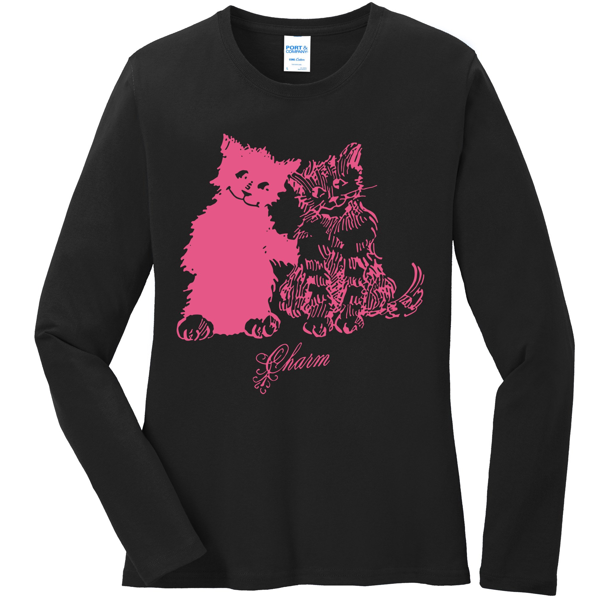 Clairo Store Charm Cat Friends Ladies Long Sleeve Shirt