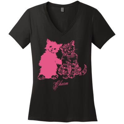 Clairo Store Charm Cat Friends Women's V-Neck T-Shirt