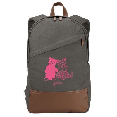 Clairo Store Charm Cat Friends Cotton Canvas Backpack