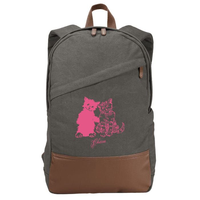 Clairo Store Charm Cat Friends Cotton Canvas Backpack