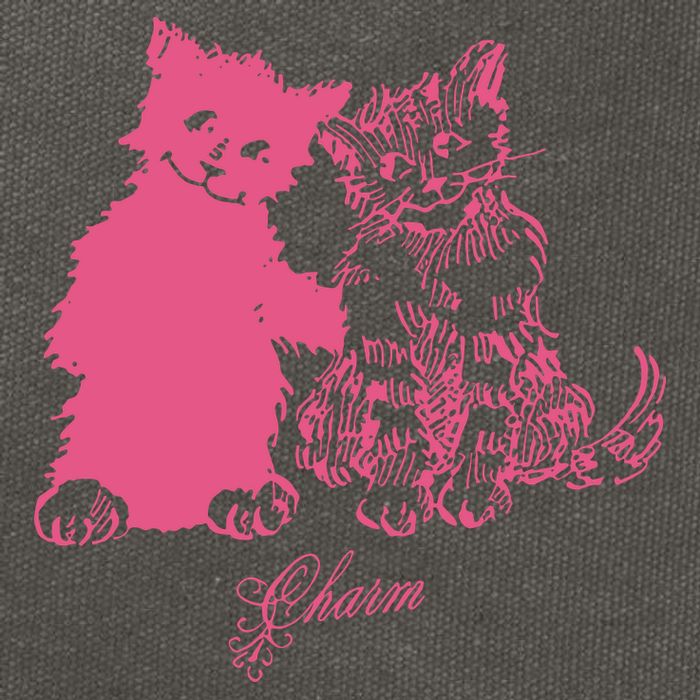 Clairo Store Charm Cat Friends Cotton Canvas Backpack