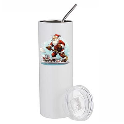 Christmas Santa Claus Hockey Xmas Great Gift Stainless Steel Tumbler