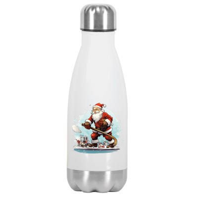 Christmas Santa Claus Hockey Xmas Great Gift Stainless Steel Insulated Water Bottle