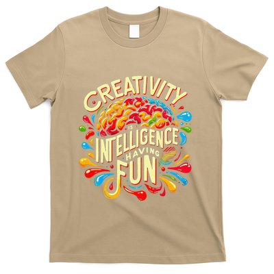 Colorful Saying Creativity Intelligence Having Fun Teacher T-Shirt