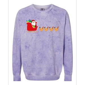 Chicken Santa Christmas Sleigh Funny Chicken Xmas Colorblast Crewneck Sweatshirt