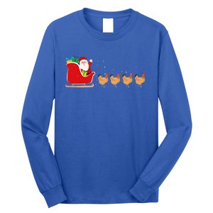 Chicken Santa Christmas Sleigh Funny Chicken Xmas Long Sleeve Shirt