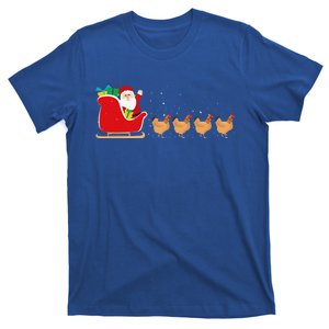 Chicken Santa Christmas Sleigh Funny Chicken Xmas T-Shirt