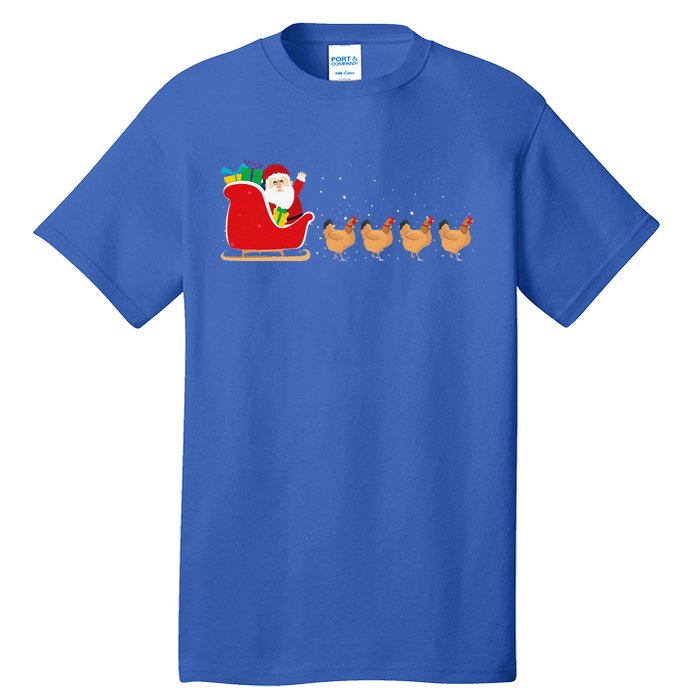 Chicken Santa Christmas Sleigh Funny Chicken Xmas Tall T-Shirt