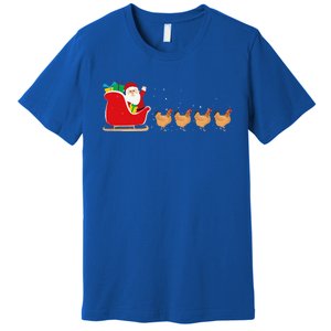 Chicken Santa Christmas Sleigh Funny Chicken Xmas Premium T-Shirt