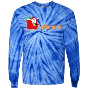 Chicken Santa Christmas Sleigh Funny Chicken Xmas Tie-Dye Long Sleeve Shirt