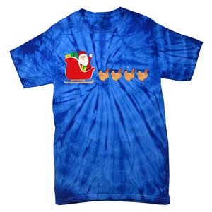 Chicken Santa Christmas Sleigh Funny Chicken Xmas Tie-Dye T-Shirt