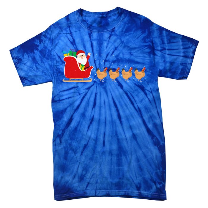 Chicken Santa Christmas Sleigh Funny Chicken Xmas Tie-Dye T-Shirt