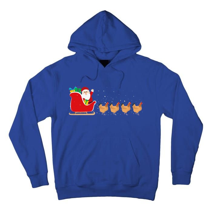 Chicken Santa Christmas Sleigh Funny Chicken Xmas Tall Hoodie