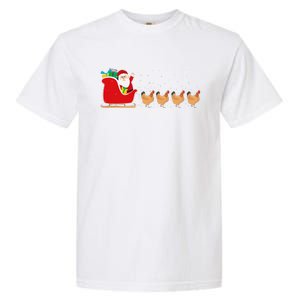 Chicken Santa Christmas Sleigh Funny Chicken Xmas Garment-Dyed Heavyweight T-Shirt