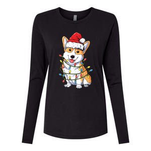 Corgi Santa Christmas Tree Lights Xmas Womens Cotton Relaxed Long Sleeve T-Shirt