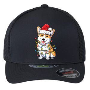 Corgi Santa Christmas Tree Lights Xmas Flexfit Unipanel Trucker Cap