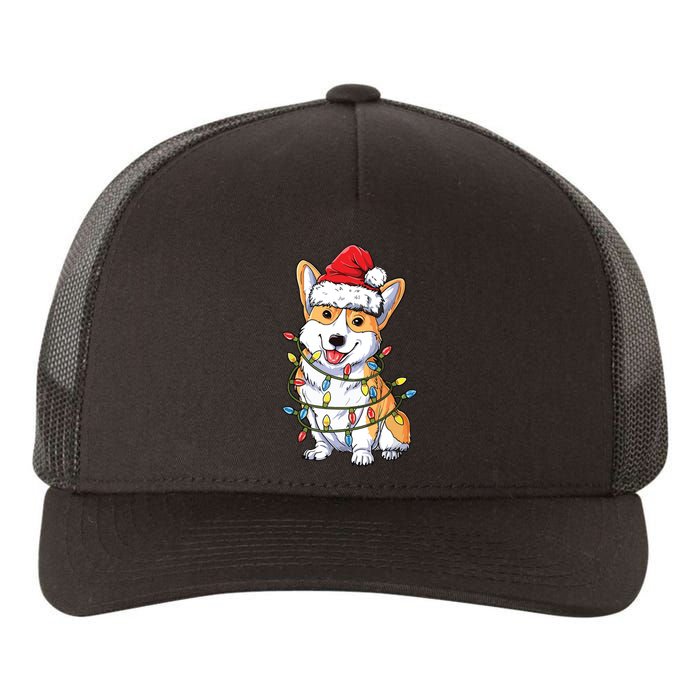 Corgi Santa Christmas Tree Lights Xmas Yupoong Adult 5-Panel Trucker Hat