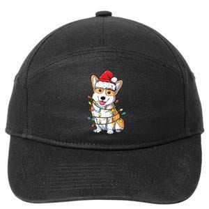 Corgi Santa Christmas Tree Lights Xmas 7-Panel Snapback Hat