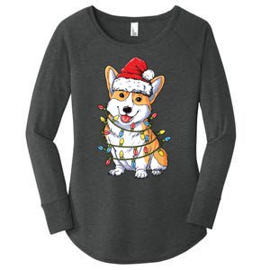 Corgi Santa Christmas Tree Lights Xmas Women's Perfect Tri Tunic Long Sleeve Shirt