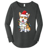 Corgi Santa Christmas Tree Lights Xmas Women's Perfect Tri Tunic Long Sleeve Shirt