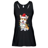 Corgi Santa Christmas Tree Lights Xmas Ladies Essential Flowy Tank