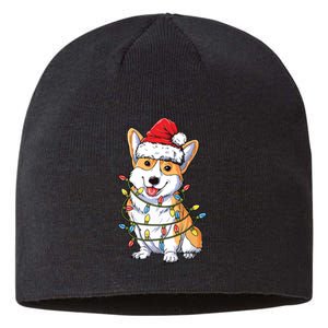 Corgi Santa Christmas Tree Lights Xmas Sustainable Beanie