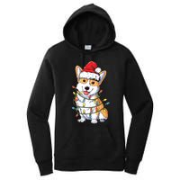 Corgi Santa Christmas Tree Lights Xmas Women's Pullover Hoodie