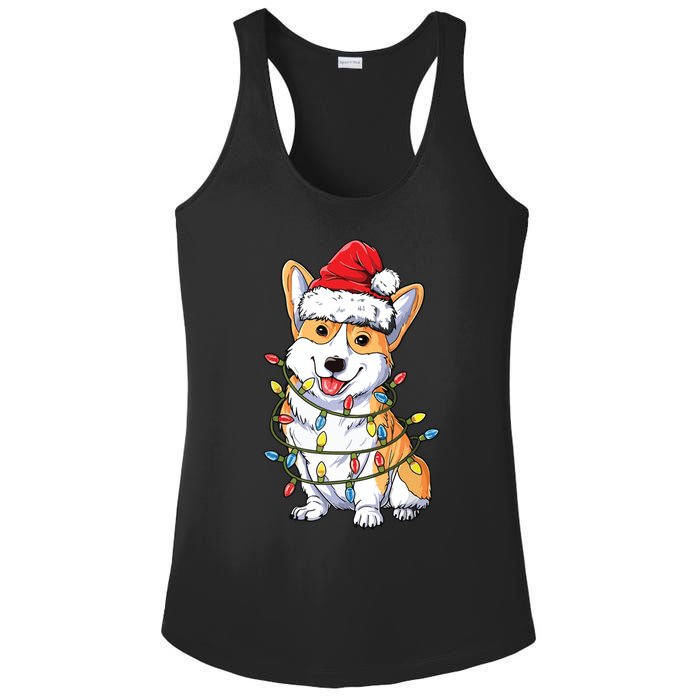 Corgi Santa Christmas Tree Lights Xmas Ladies PosiCharge Competitor Racerback Tank