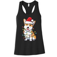 Corgi Santa Christmas Tree Lights Xmas Women's Racerback Tank