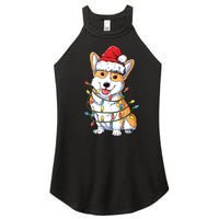 Corgi Santa Christmas Tree Lights Xmas Women's Perfect Tri Rocker Tank