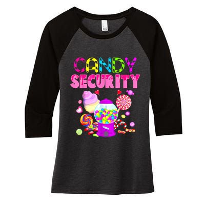 Candy Security Candyland Costume Teens Adult Women's Tri-Blend 3/4-Sleeve Raglan Shirt