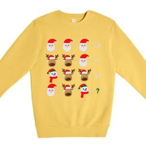 Christmas Santa Claus Fraction Cute Xmas Cookie Math Teacher Premium Crewneck Sweatshirt