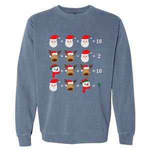 Christmas Santa Claus Fraction Cute Xmas Cookie Math Teacher Garment-Dyed Sweatshirt